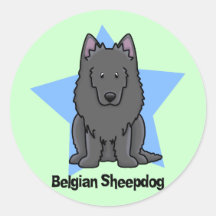 Chien de berger de Belge d'étoile de Kawaii Adhésifs Ronds