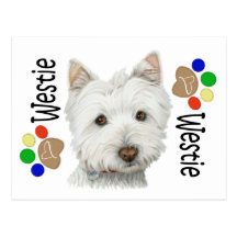 Chien de Westie et cadeaux mignons d'art de pattes Carte Postale