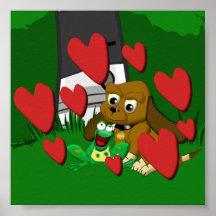 Chien et grenouille de beagle de bande dessinée d' affiches