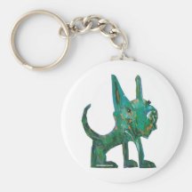 chien vert heureux porte-clé