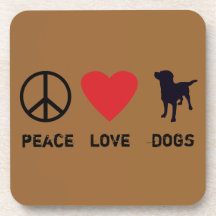 Chiens d'amour de paix dessous-de-verre