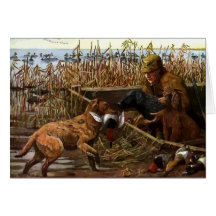 Chiens d'arrêt et carte de note peints par cru de 