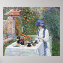 Childe Hassam - le service à thé de Terre-Cuits Affiches