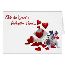 Chiot de bouledogue rose et coeurs Valentine Cartes De Vœux