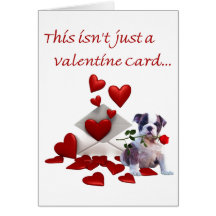 Chiot de bouledogue rose et coeurs Valentine Cartes De Vœux