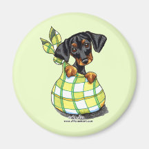 Chiot de sac à Pinscher de dobermann Magnets Pour Réfrigérateur