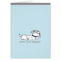 Chiot malade carte de vœux