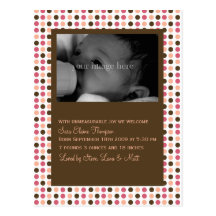 Chocolat et faire-part rose de bébé de point de po cartes postales