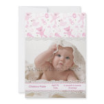 Choses roses de bébé, dentelle, annonce de photo invitation personnalisable