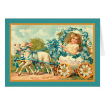 Chrétien de cru de chariot d'oeuf de pâques carte