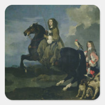Christina de la Suède (1626-89) à cheval, 1653 ( Sticker Carré