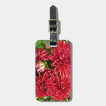 Chrysanthèmes rouges, étiquettes personnalisées de étiquette à bagages