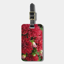 Chrysanthèmes rouges, étiquettes personnalisées de étiquettes pour bagage