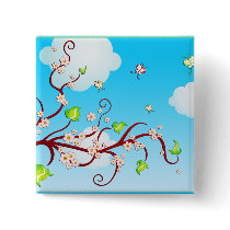 Ciel, branches de cerise et art de vecteur de papi pin's