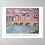 Ciel rose au-dessus de Paris Posters