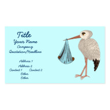 Cigogne classique 2 (bleus) (baby shower) cartes de visite professionnelles