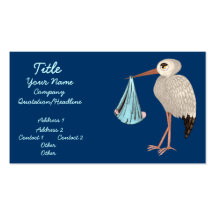 Cigogne classique (bleue) (baby shower) carte de visite