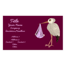 Cigogne classique (rose) (baby shower) cartes de visite professionnelles