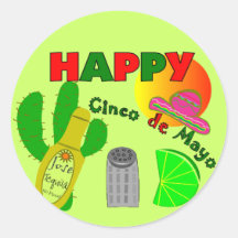 "Cinco chaux de De Mayo heureux", tequila et conce Autocollants
