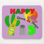 "Cinco chaux de De Mayo heureux", tequila et conce Tapis De Souris