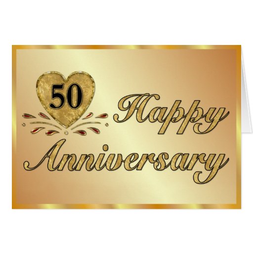 cinquantième anniversaire - or carte de vœux