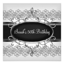 cinquantième Argent de fête d'anniversaire sur le  Faire-part Personnalisés