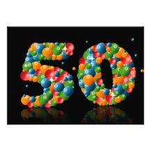 cinquantième Fête d'anniversaire, avec des bulles  Faire-parts