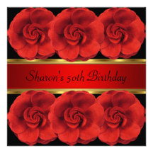 cinquantième Or noir de roses rouges d'invitation 