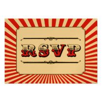 Circus Steampunk RSVP in Rood uitnodigingen
