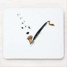 Clarinette basse avec des notes de musique tapis de souris