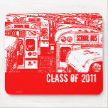Classe d'obtention du diplôme de l'autobus scolair tapis de souris