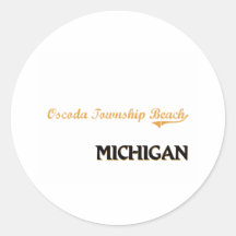 Classique du Michigan de plage de banlieue noire d Autocollant Rond