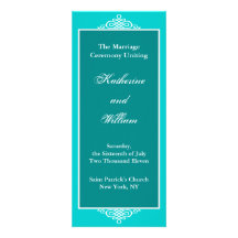 Classique Teal de programme de cérémonie de mariag Carton D'invitation