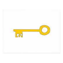 Clé d'or sur le blanc carte postale