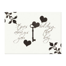 Clé et coeur Canvas_Sepia_Small enveloppé par pein Toiles Tendues