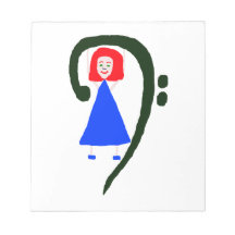 Clef basse bleue femelle rouge de bleu de robe blocs-notes mémo