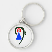 Clef basse bleue femelle rouge de bleu de robe porte-clé