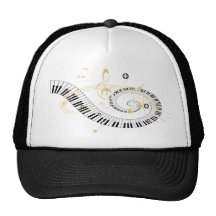 Clés de piano et notes d'or de musique casquette de camionneur