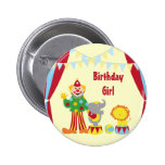 Clown de cirque de bande dessinée et fille d'anniv badges avec agrafe