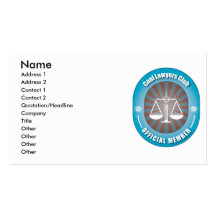 Club frais d'avocats modèles de cartes de visite