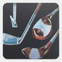 Clubs de golf sticker carré