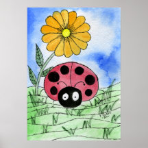 Coccinelle avec la fleur posters