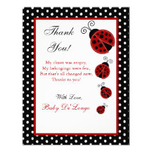 coccinelle PLATE de rouge du carte de remerciement Cartons D'invitation