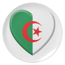 Cœur algérien avec drapeau Algérie Assiettes Pour Soirée