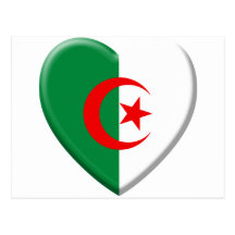 Cœur algérien avec drapeau Algérie Cartes Postales