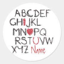 Coeur d'ABC I que vous avez personnalisé Autocollants
