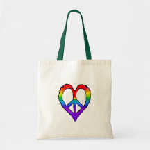 Coeur d'arc-en-ciel de paix sacs