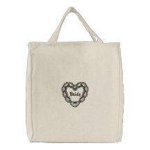 Coeur de bois d'ébène - jeune mariée sac en toile