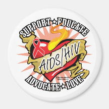 Coeur de classique d'AIDS/HIV Aimant Pour Réfrigérateur