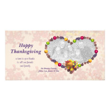 Coeur de corne d'abondance de bon thanksgiving carte avec photo